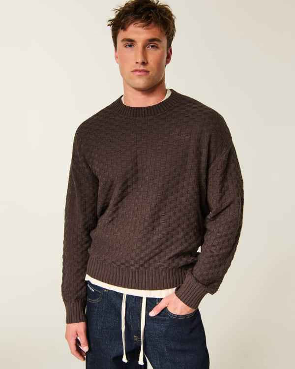Hollister - Boxy Textural Logo Crew Sweater