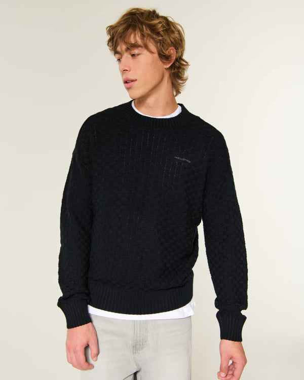 Hollister - Boxy Textural Logo Crew Sweater
