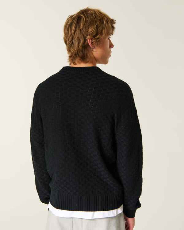 Hollister - Boxy Textural Logo Crew Sweater