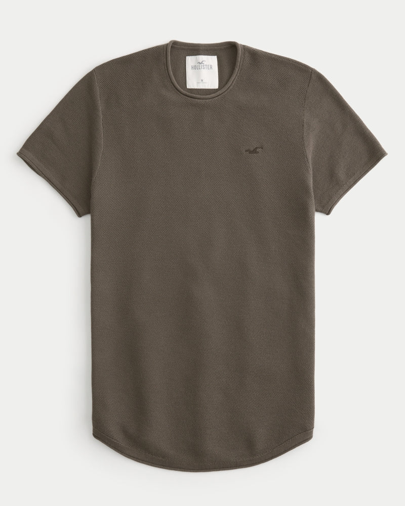 Curved Hem Icon Crew Sweater T-Shirt