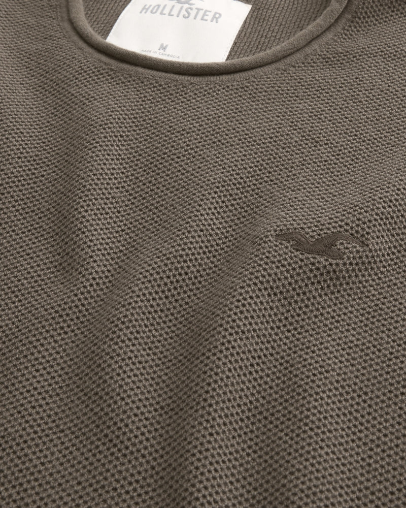 Curved Hem Icon Crew Sweater T-Shirt