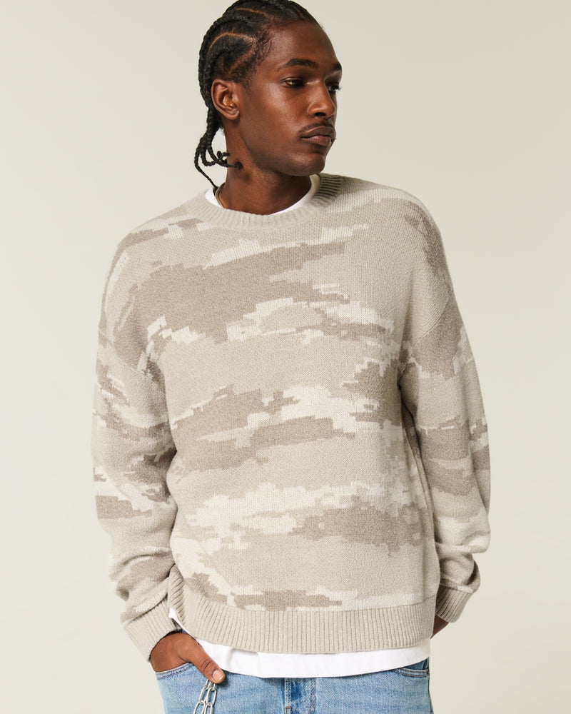 Hollister - Boxy Camo Crew Sweater