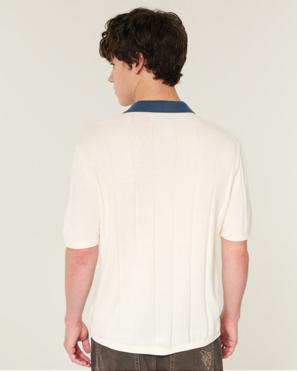 Hollister - Boxy Short-Sleeve Soccer Sweater Polo IMMEDIATE
