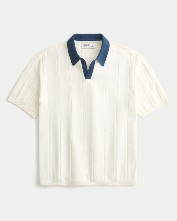 Hollister - Boxy Short-Sleeve Soccer Sweater Polo IMMEDIATE