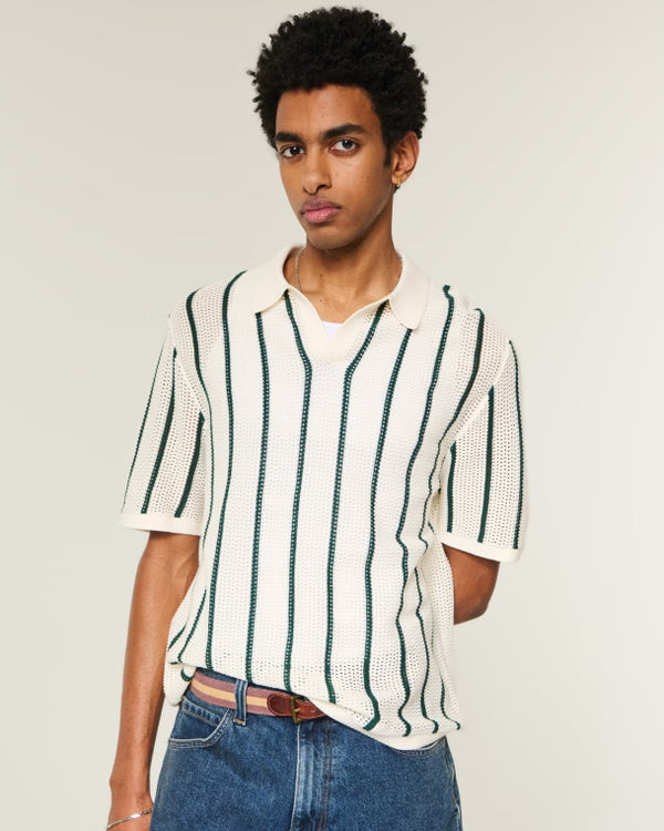 Hollister - Boxy Short-Sleeve Soccer Sweater Polo IMMEDIATE