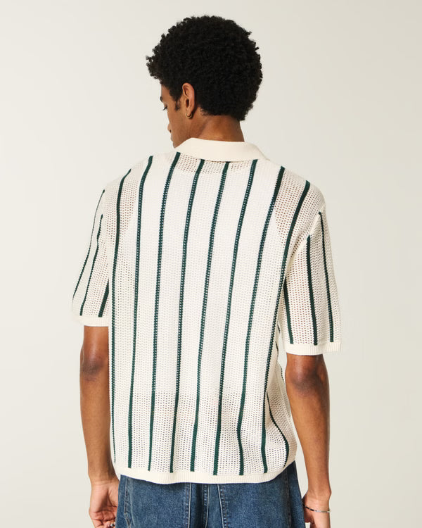 Hollister - Boxy Short-Sleeve Soccer Sweater Polo IMMEDIATE