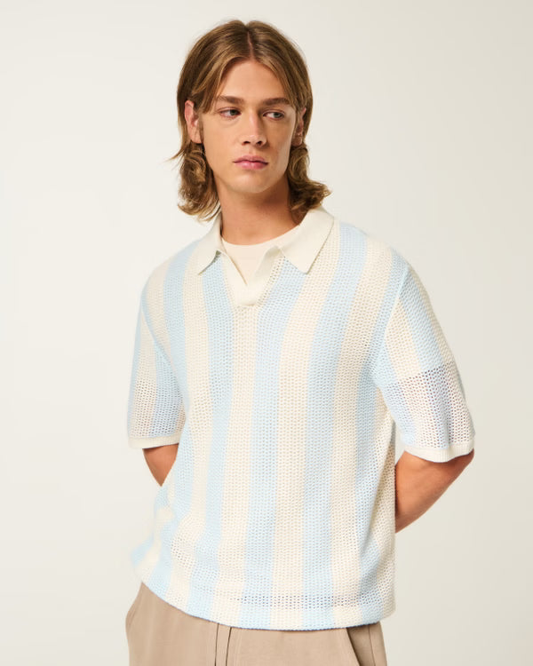 Hollister - Boxy Short-Sleeve Soccer Sweater Polo IMMEDIATE