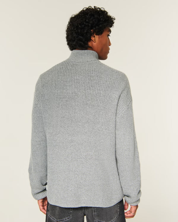 Hollister - Boxy Heavyweight Washed Quarter-Zip Sweater