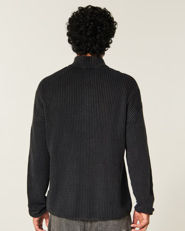 Hollister - Boxy Heavyweight Washed Quarter-Zip Sweater