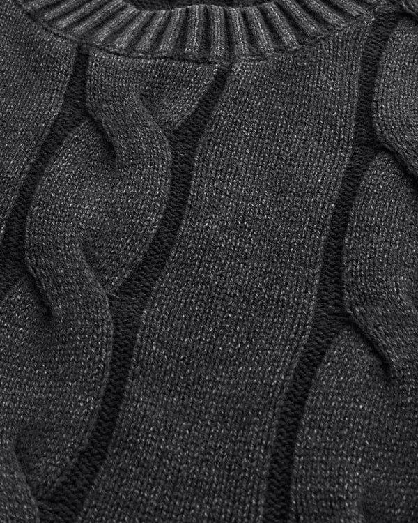 Hollister - Boxy Washed Cable-Knit Crew Sweater