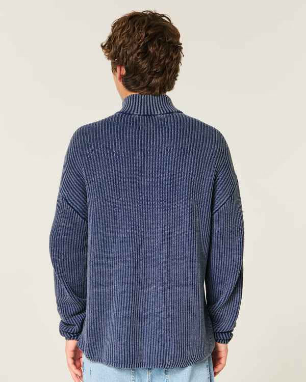 Hollister - Boxy Heavyweight Washed Quarter-Zip Sweater