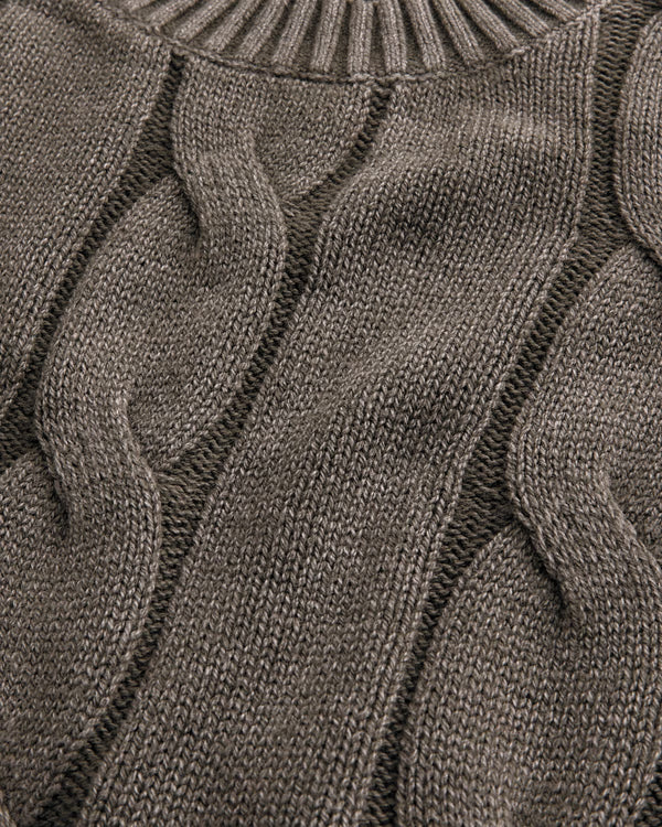 Hollister - Boxy Washed Cable-Knit Crew Sweater