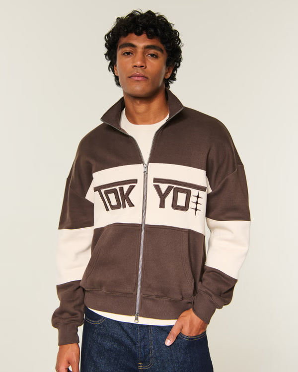 Hollister - Boxy Zip-Up Logo Sweatshirt