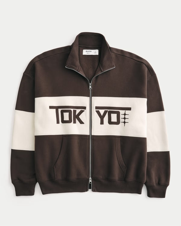 Hollister - Boxy Zip-Up Logo Sweatshirt