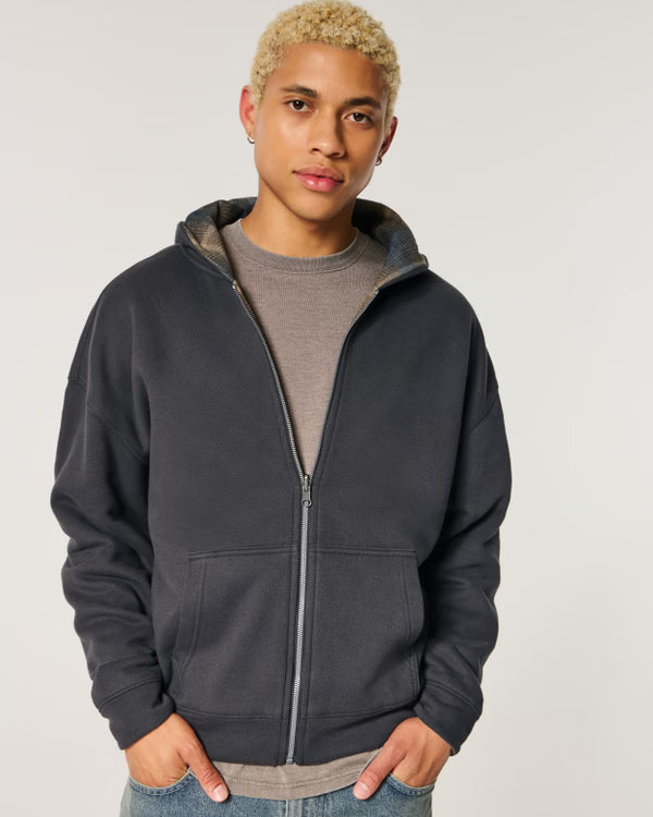 Hollister - Boxy Reversible Zip-Up Hoodie