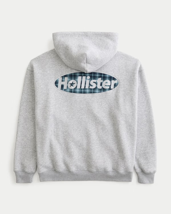 Hollister - Boxy Plaid Hood Zip-Up Hoodie