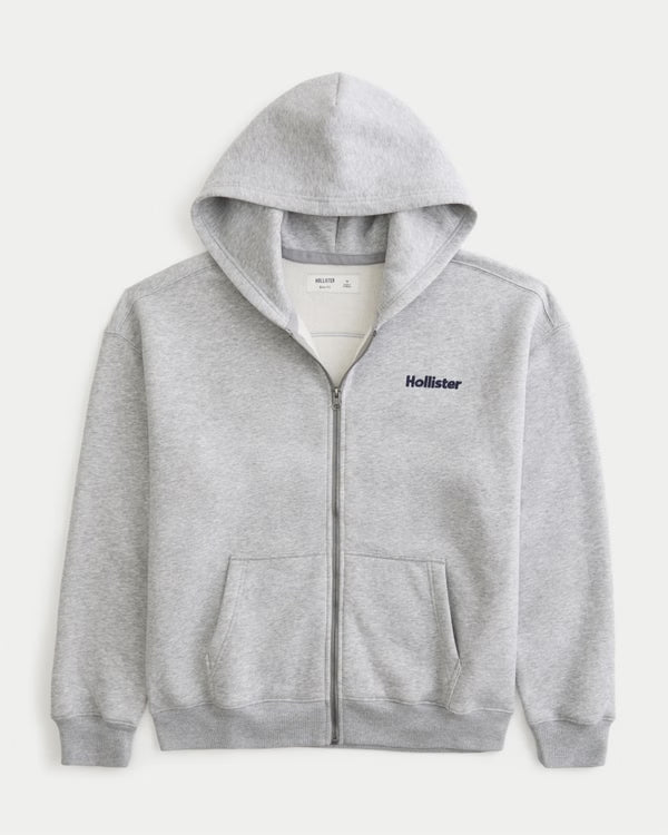 Hollister - Boxy Plaid Hood Zip-Up Hoodie