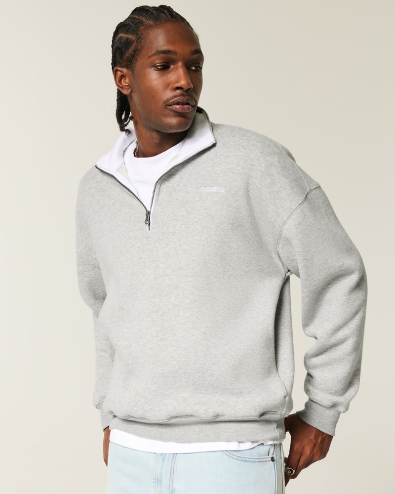 Hollister - Boxy Half-Zip Logo Sweatshirt