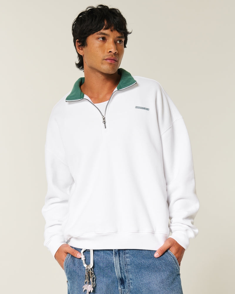 Hollister - Boxy Half-Zip Logo Sweatshirt