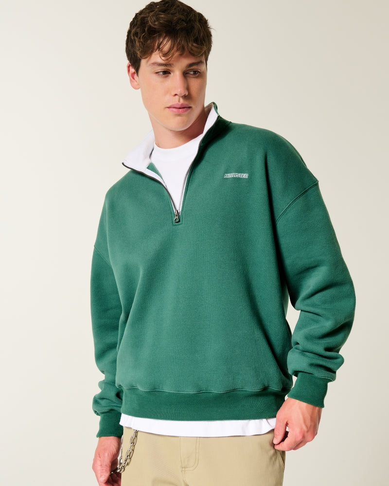 Hollister - Boxy Half-Zip Logo Sweatshirt