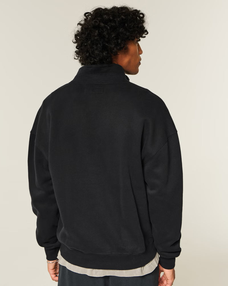 Hollister - Boxy Logo Quarter-Zip Sweatshirt