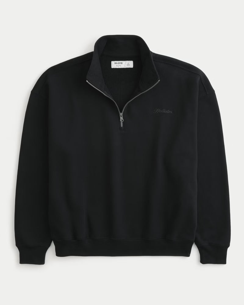 Hollister - Boxy Logo Quarter-Zip Sweatshirt