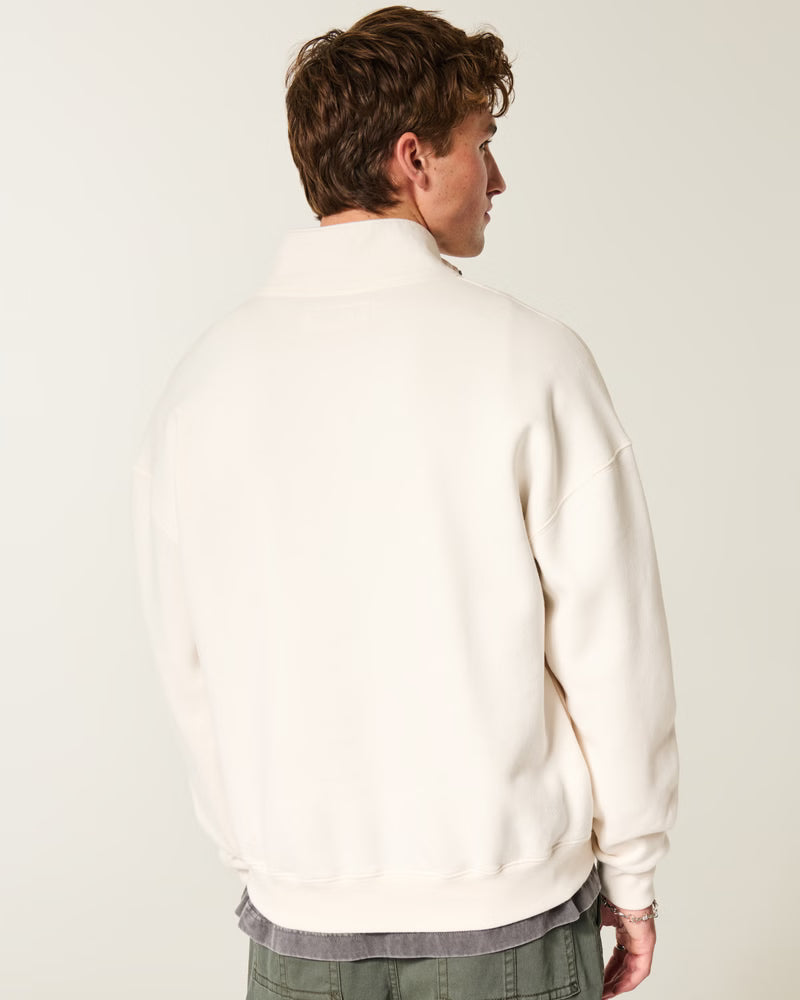 Hollister - Boxy Logo Quarter-Zip Sweatshirt