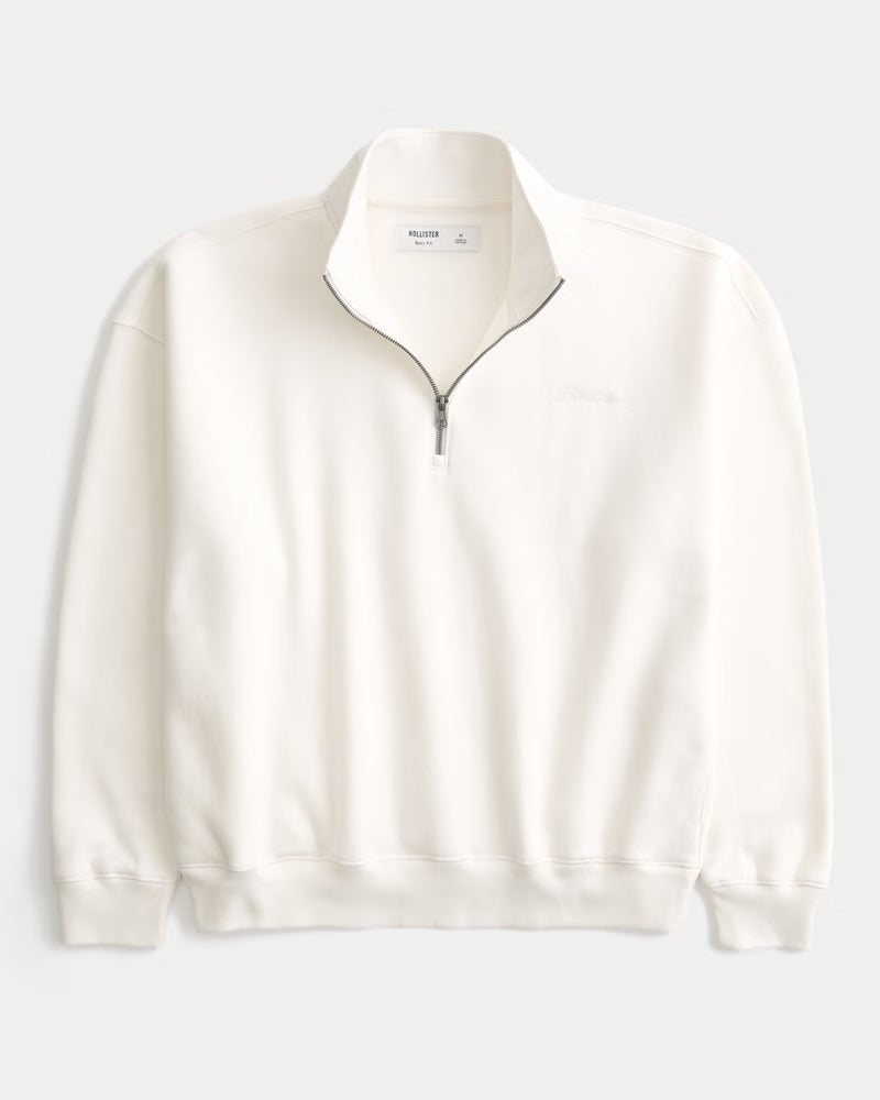 Hollister - Boxy Logo Quarter-Zip Sweatshirt