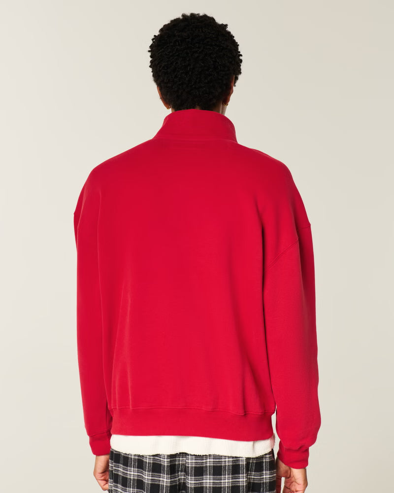 Hollister - Boxy Logo Quarter-Zip Sweatshirt