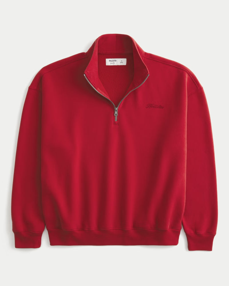 Hollister - Boxy Logo Quarter-Zip Sweatshirt