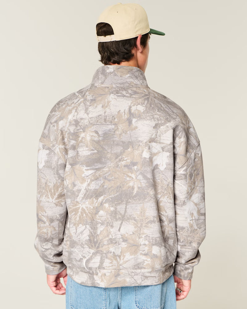 Hollister - Boxy Logo Quarter-Zip Sweatshirt