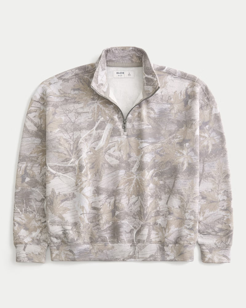 Hollister - Boxy Logo Quarter-Zip Sweatshirt