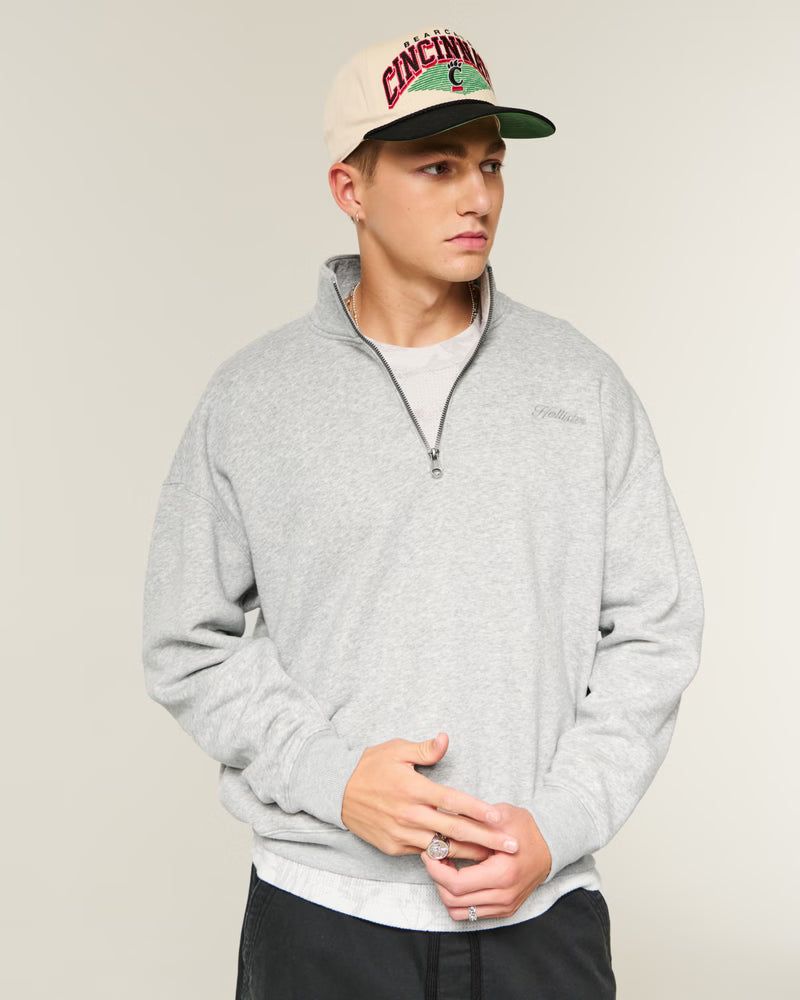 Hollister - Boxy Logo Quarter-Zip Sweatshirt