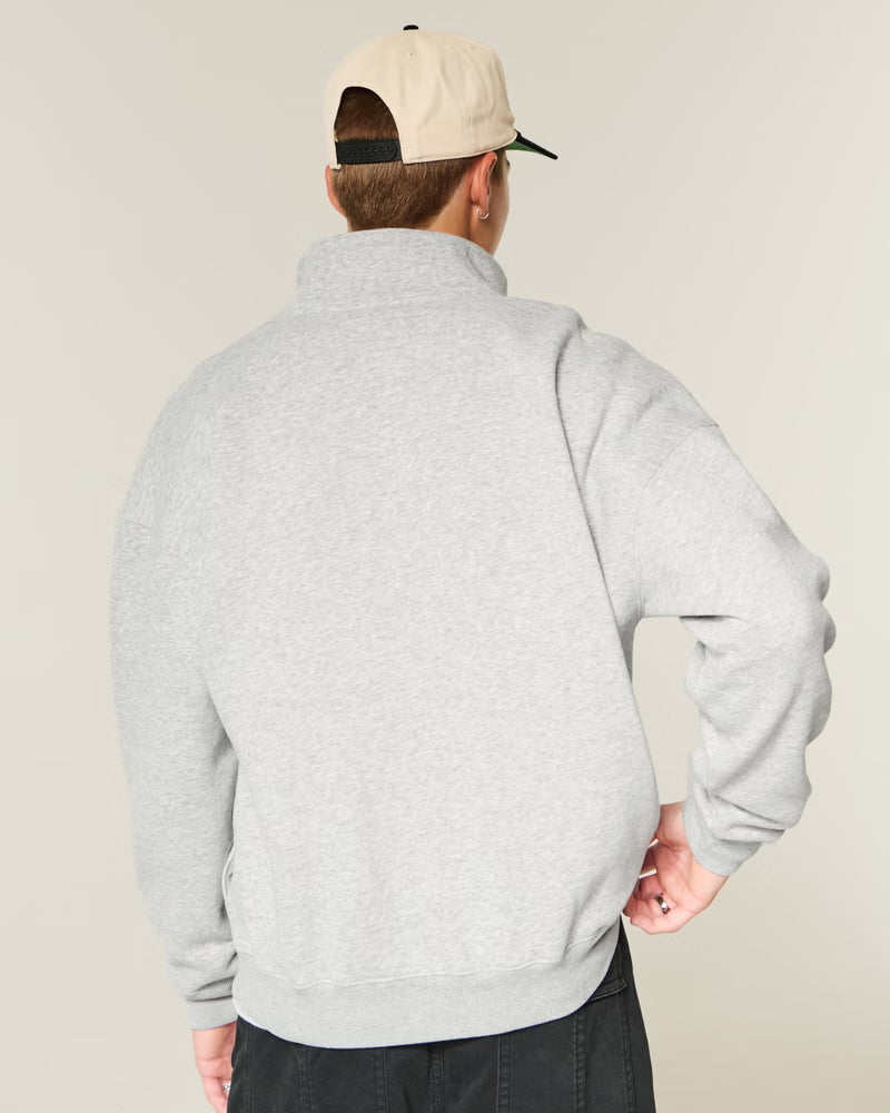 Hollister - Boxy Logo Quarter-Zip Sweatshirt
