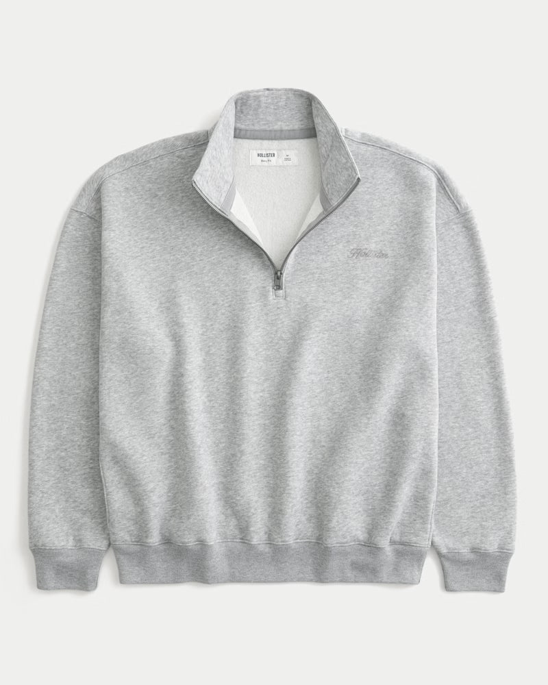 Hollister - Boxy Logo Quarter-Zip Sweatshirt