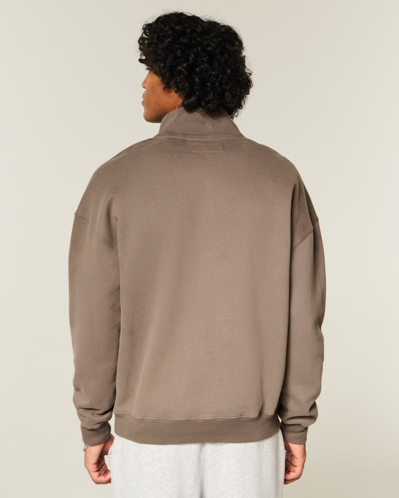 Hollister - Boxy Logo Quarter-Zip Sweatshirt
