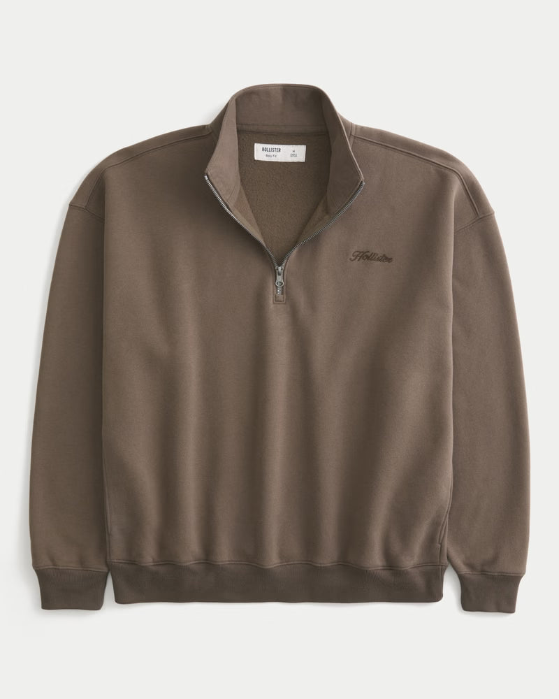 Hollister - Boxy Logo Quarter-Zip Sweatshirt