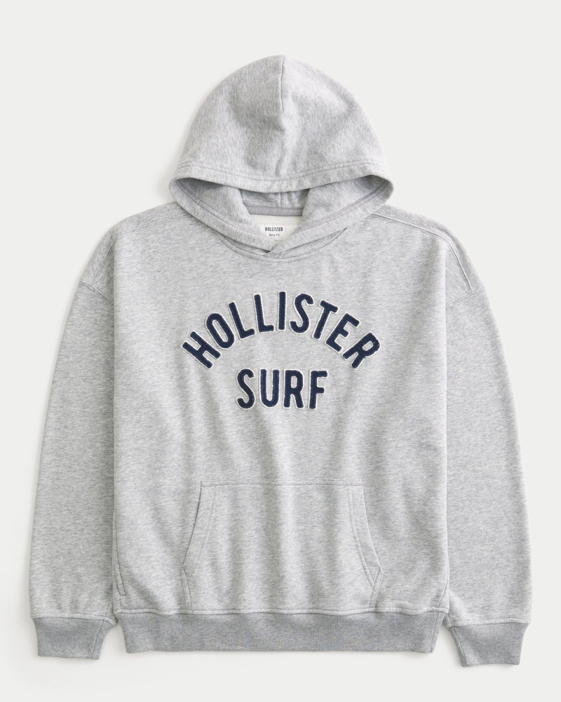 Hollister - Boxy Terry Logo Graphic Hoodie