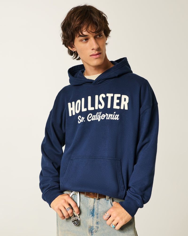 Hollister - Boxy Terry Logo Graphic Hoodie
