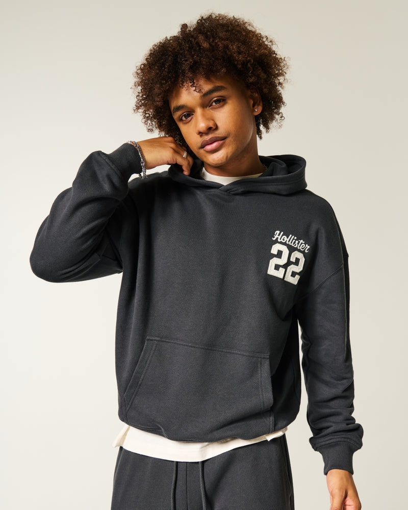 Hollister - Boxy Terry Logo Graphic Hoodie