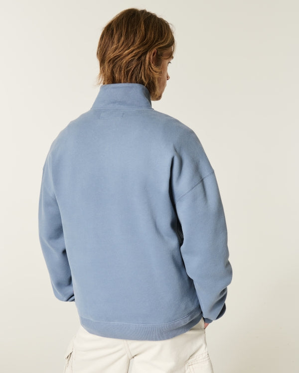 Hollister - Boxy Quarter-Zip Logo Graphic Sweatshirt