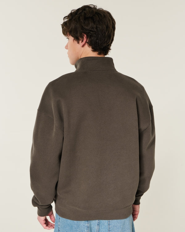 Hollister - Boxy Quarter-Zip Logo Graphic Sweatshirt