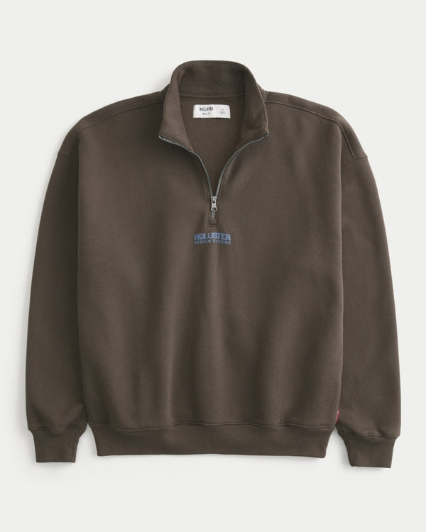 Hollister - Boxy Quarter-Zip Logo Graphic Sweatshirt