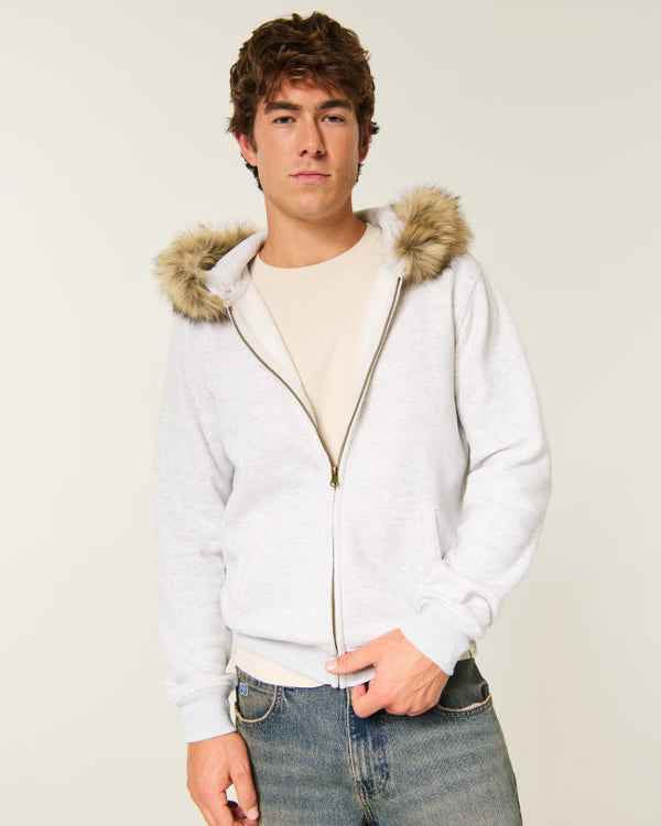 Hollister - Feel Good Faux Fur Trim Zip-Up Hoodie