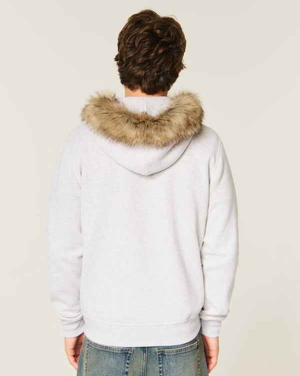 Hollister - Feel Good Faux Fur Trim Zip-Up Hoodie