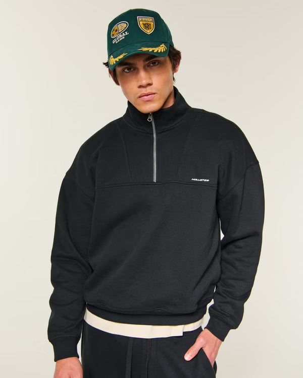 Hollister - Boxy Quarter Zip Logo Sweatshirt IMMEDIATE