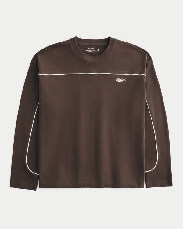 Hollister - Boxy Heavyweight Piping Logo Crew T-Shirt