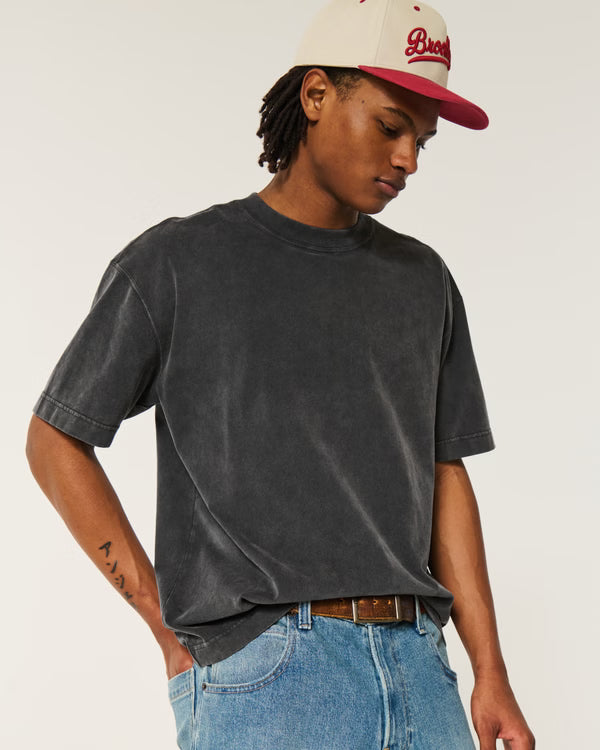 Hollister - Boxy Heavyweight Washed Cotton Crew T-Shirt
