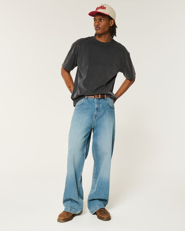 Hollister - Boxy Heavyweight Washed Cotton Crew T-Shirt