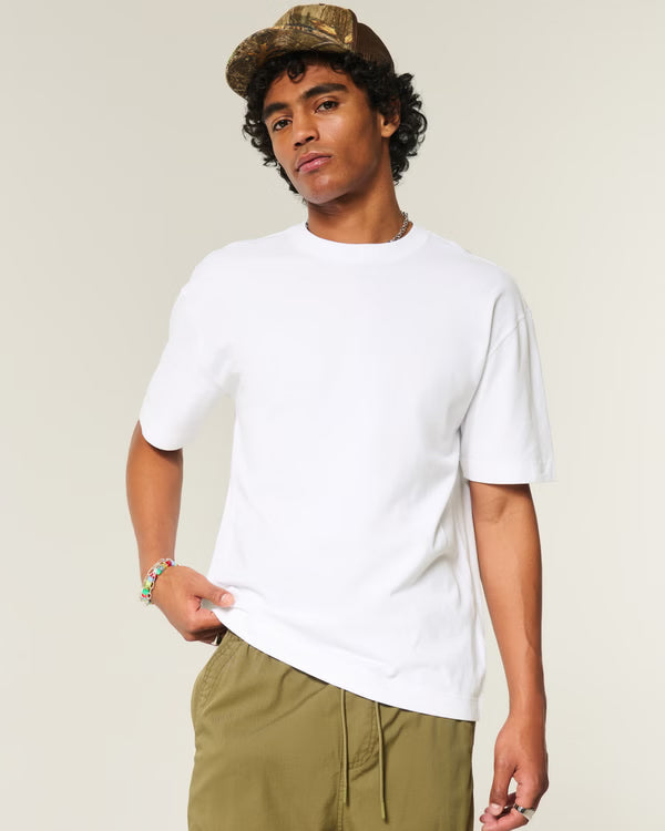 Hollister - Boxy Heavyweight Washed Cotton Crew T-Shirt